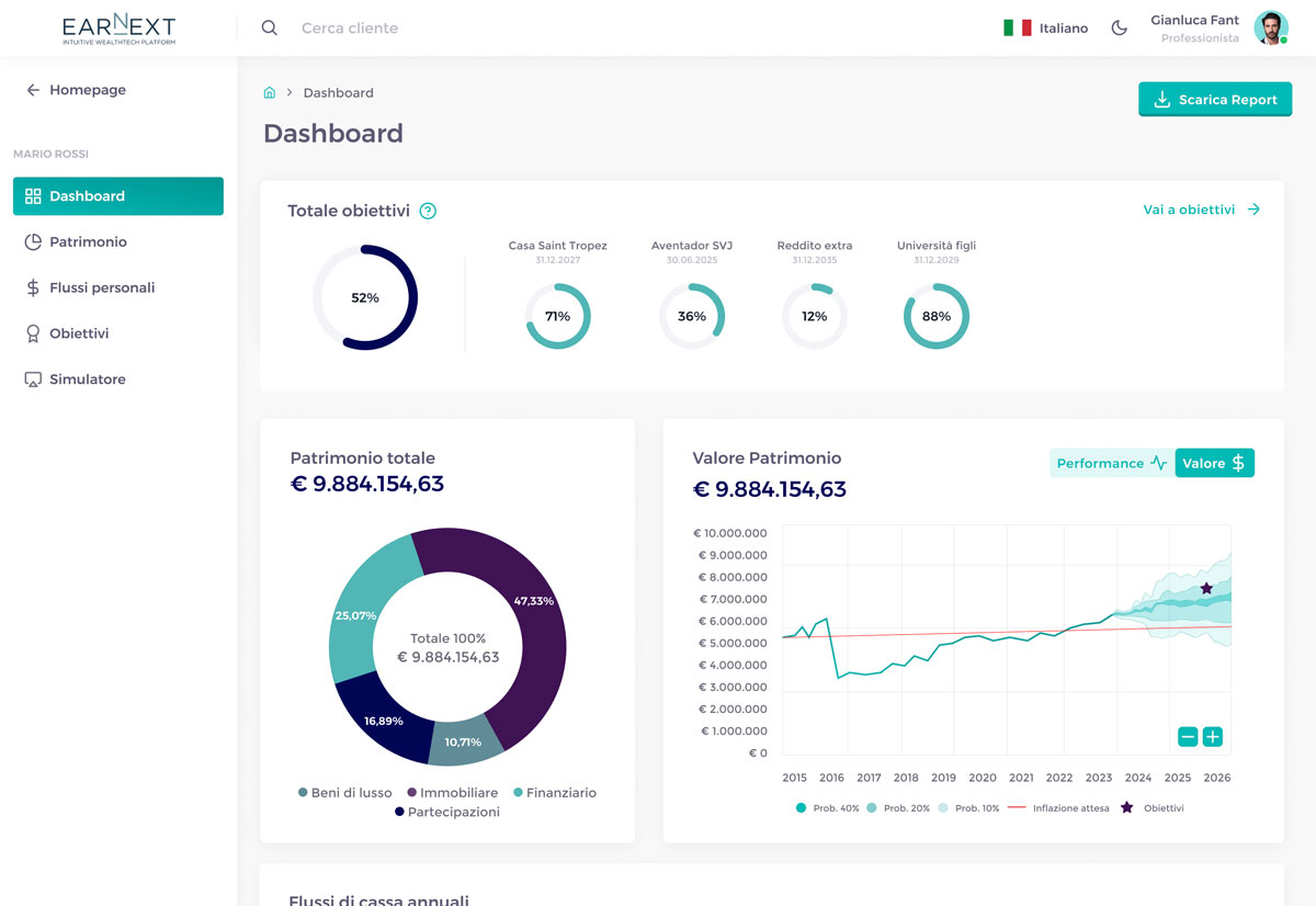 Earnext client dashboard