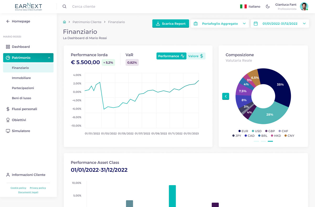 Earnext client dashboard