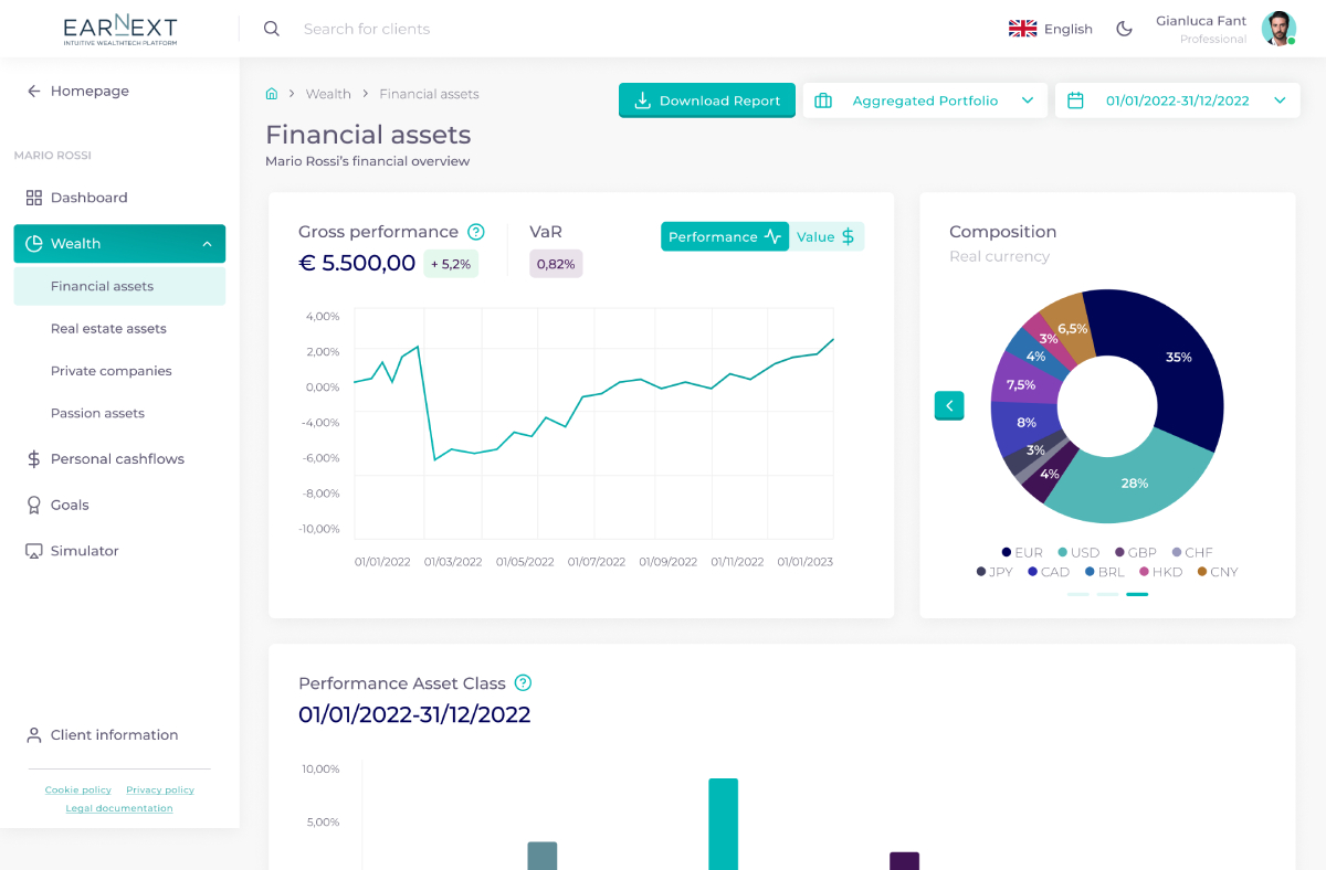 Earnext client dashboard