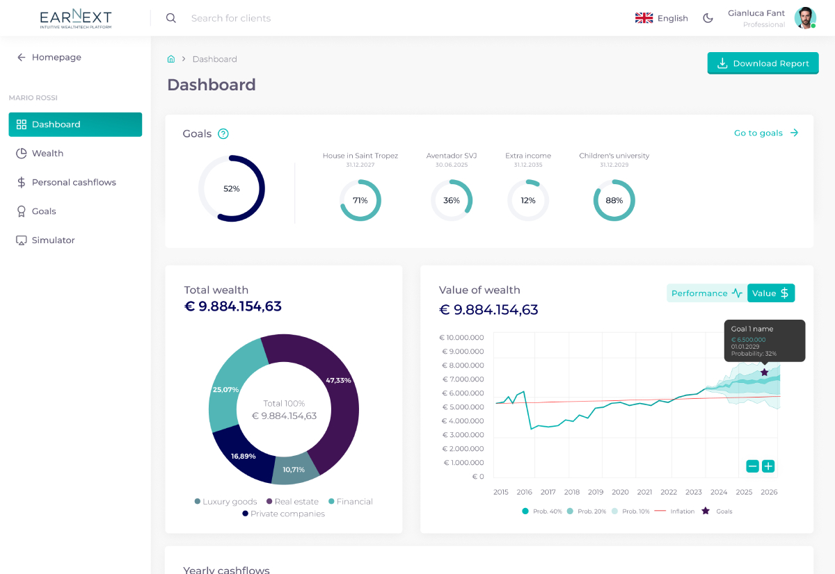 Earnext client dashboard