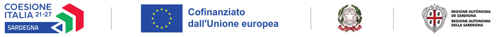 Coesione Italia 21-27 Sardegna, Cofinanziato dall'Unione europea, Repubblica Italiana, Regione Autonoma della Sardegna